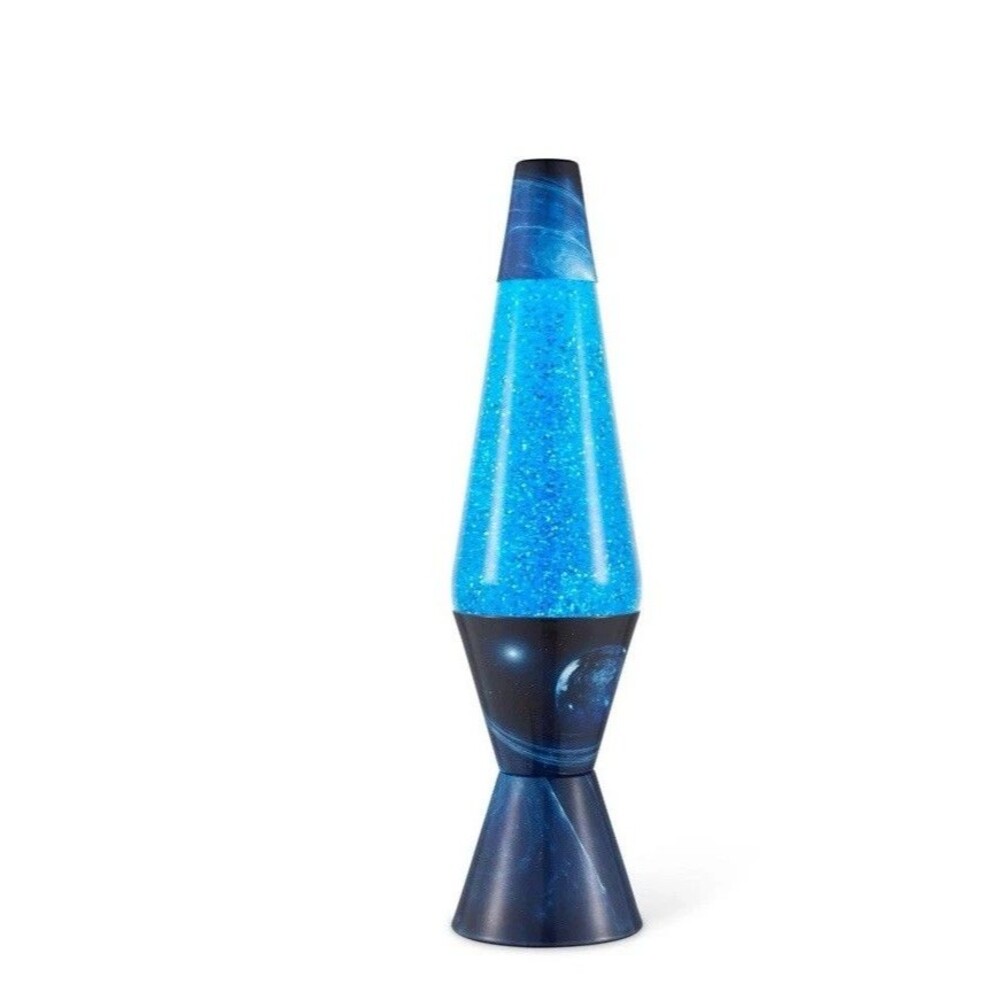 Azure Galaxy 14.5” Lava Lamp Schylling Silver Glitter Blue Liquid - Picture 6 of 6